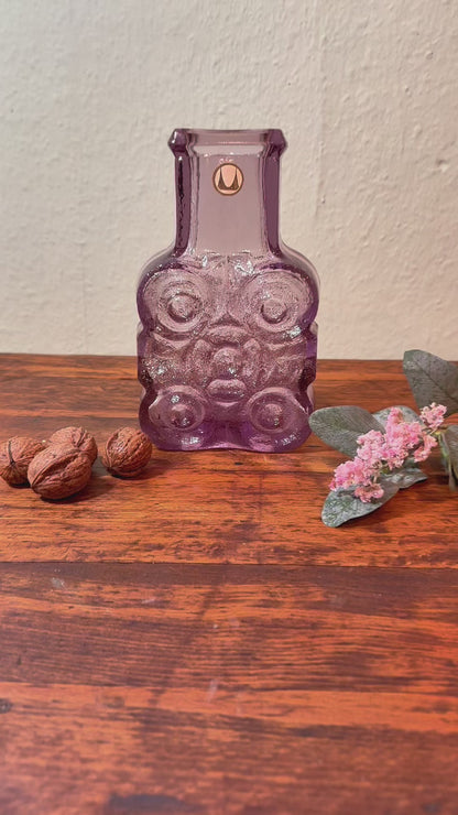 Violette Kristallglas Vase der Manufaktur Walther, 1960er/70er Jahre